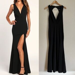 NWOT All For The Romance Black Backless Mermaid Maxi Dress